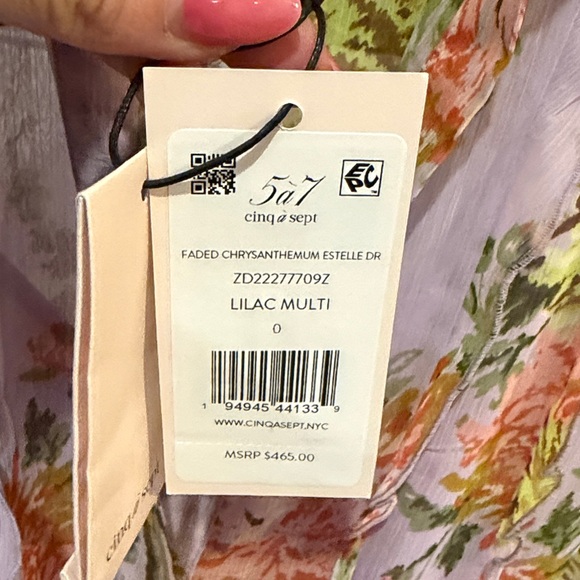 Cinq à Sept Lavender Floral Long Sleeve Dress - Picture 4 of 4